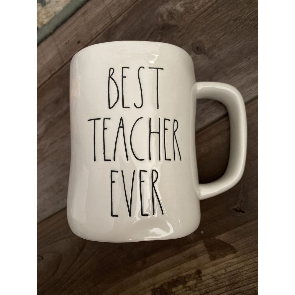 Rae Dunn By Magenta BEST TEACHER EVER Mug LLB Farmhouse Chic Brand New